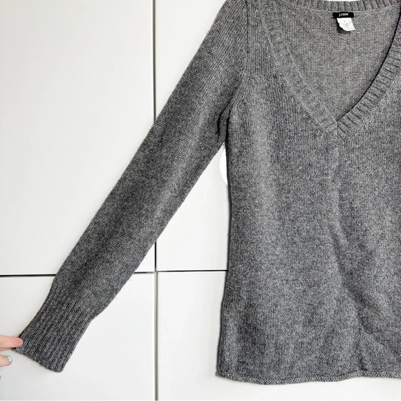 J Crew Sweater Silver Metallic Gray Size Medium Wool Alpaca Evening Dressy Shiny - Picture 3 of 6